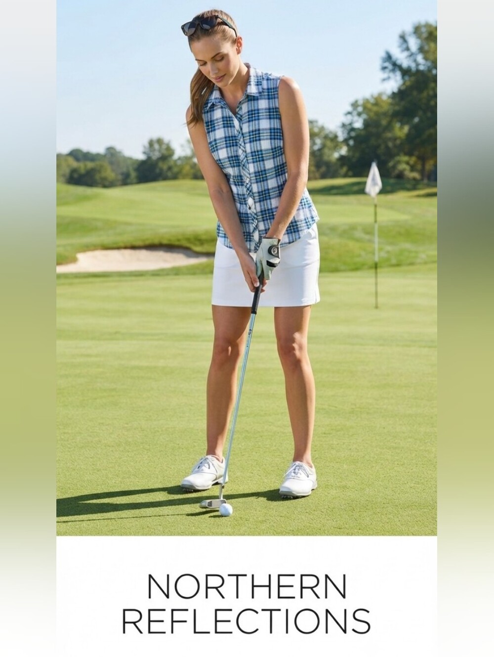 Northern Reflections Plaid Sleeveless Shirt.  L